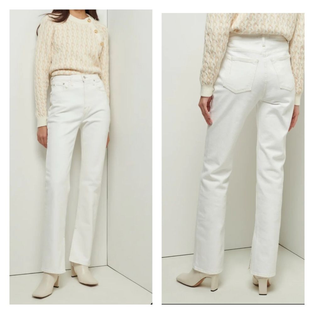 Derek Lam 10 Crosby Frankie Ultra High-Rise Straight Jeans Ivory Women's Size 27